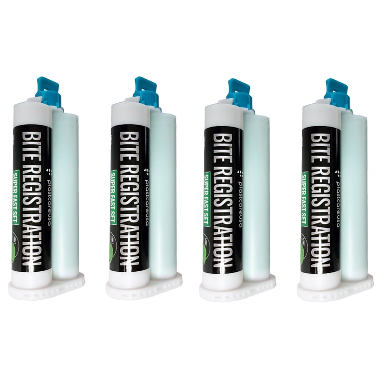 PlastCare USA Bite Registration Material Super Fast Set, Mint, 4 - 50 ml Cartridges. Working time