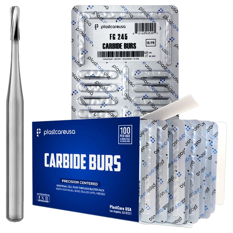 PlastCare USA FG #245 Amalgam Preparation Carbide Bur, 100/Pk. Designed for fast, controlled