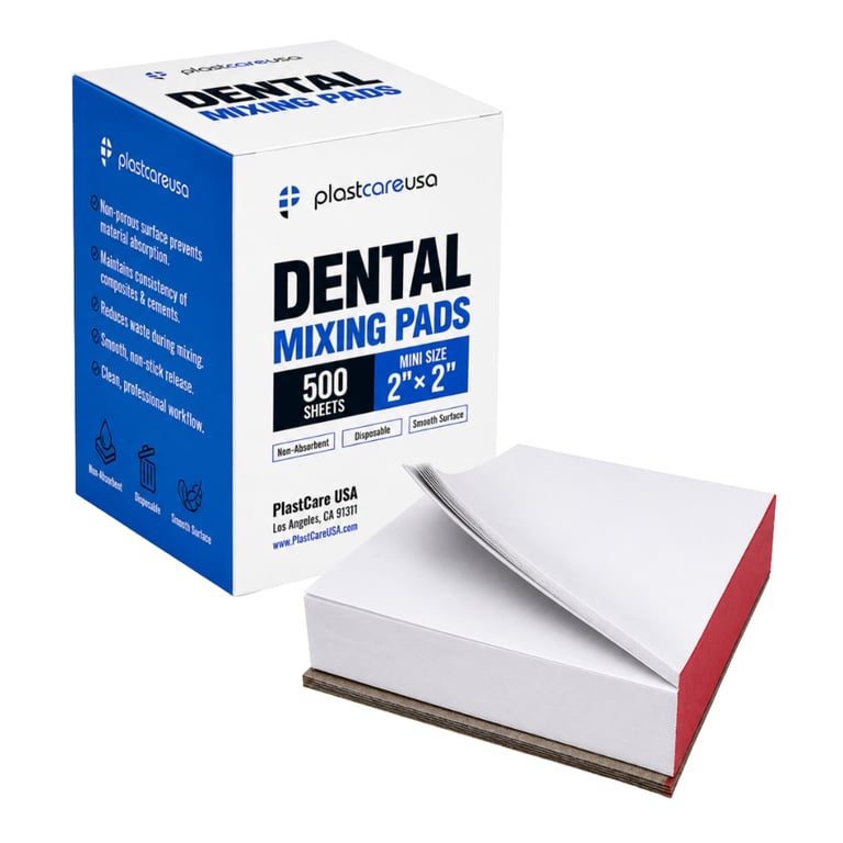 PlastCare USA 2" x 2" Non-Absorbent Dental Mixing Pad, 500/Pk. Resists strike-through, so cement