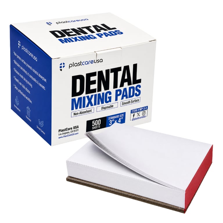 PlastCare USA 3" x 4" Non-Absorbent Dental Mixing Pad, 500/Pk. Resists strike-through, so cement