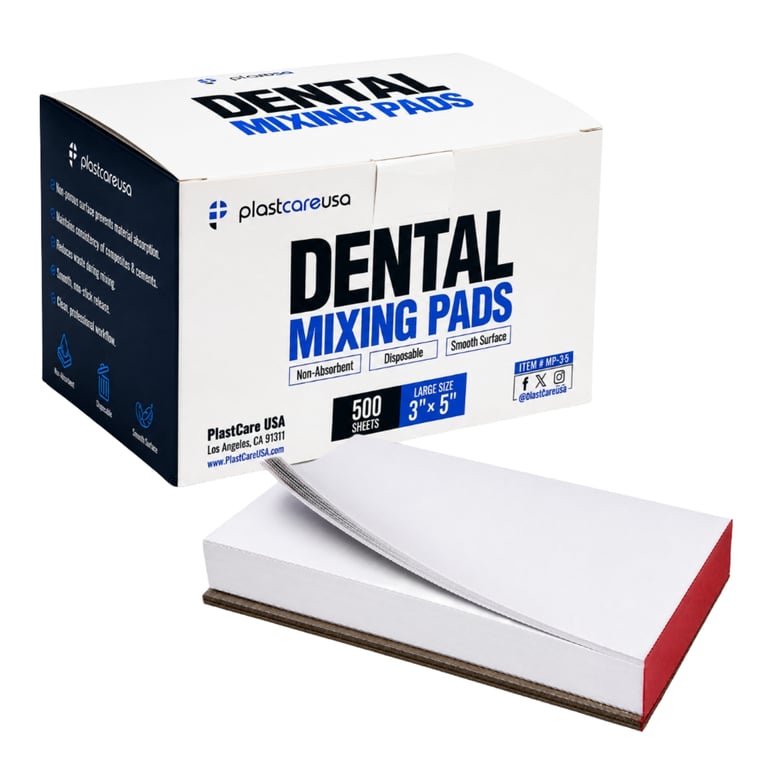 PlastCare USA 3" x 5" Non-Absorbent Dental Mixing Pad, 500/Pk. Resists strike-through, so cement