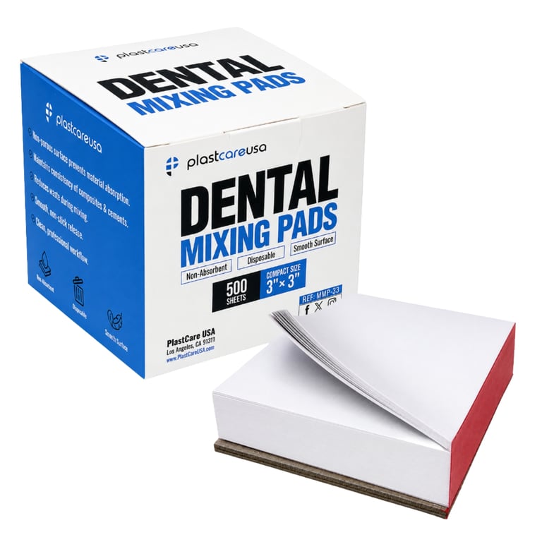 PlastCare USA 3" x 3" Non-Absorbent Dental Mixing Pad, 500/Pk. Resists strike-through, so cement
