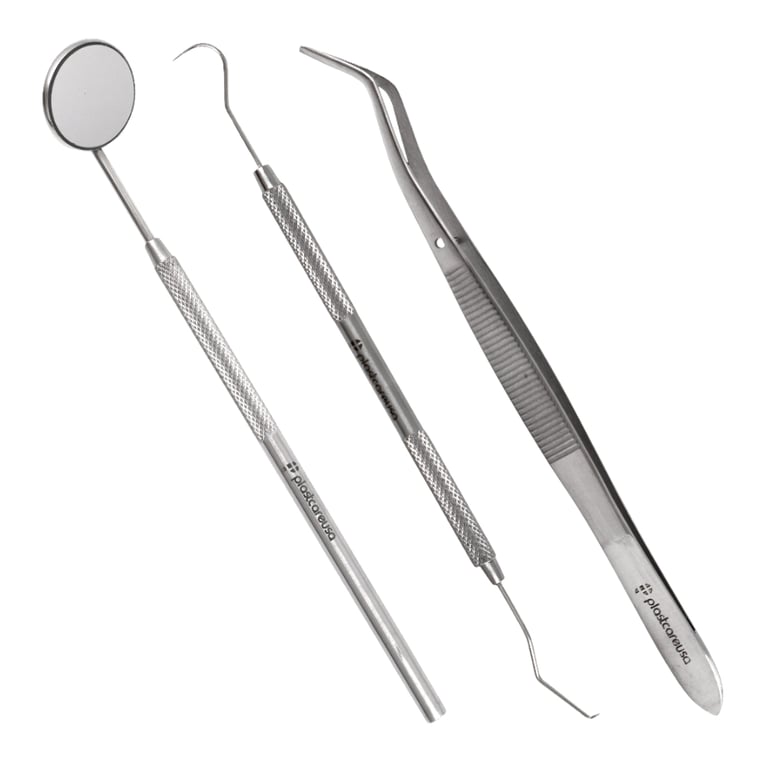 PlastCare USA Dental Examination Kit, 3-Piece. Includes: 1 x TU 17/23 Explorer, 1 x Mirror No. 5