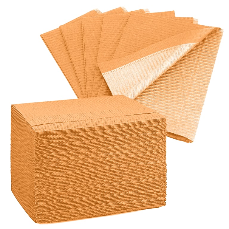 PlastCare USA Paper/Poly Patient Bibs, 3-Ply, 13 x 18", Peach Apricot, 500/Case. Establishes