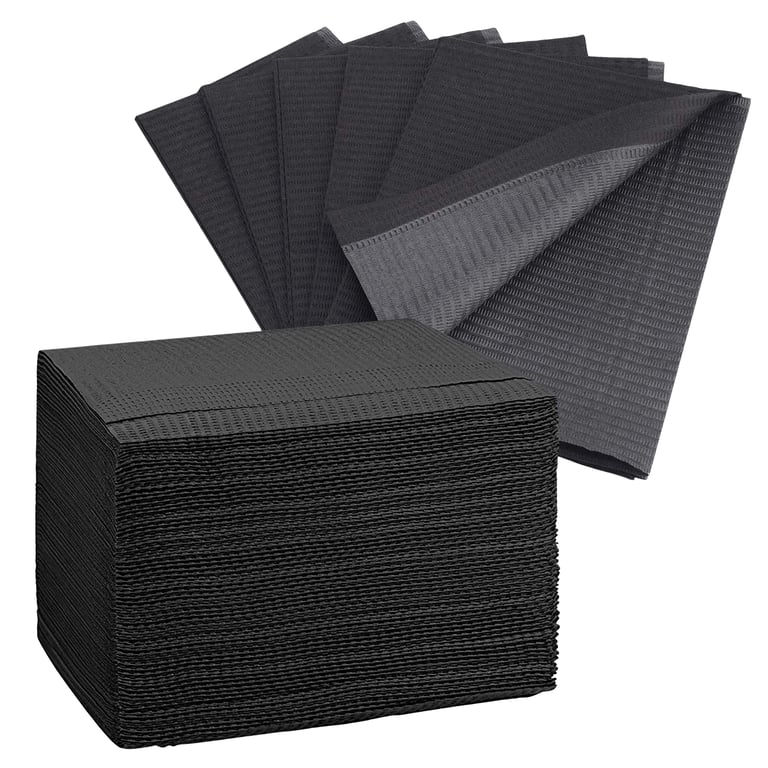 PlastCare USA Paper/Poly Patient Bibs, 3-Ply, 13 x 18", Black, 500/Case. Establishes a reliable