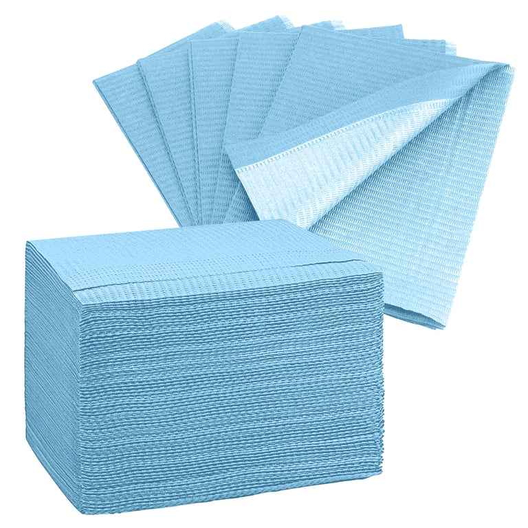PlastCare USA Paper/Poly Patient Bibs, 3-Ply, 13 x 18", Blue, 500/Case. Establishes a reliable