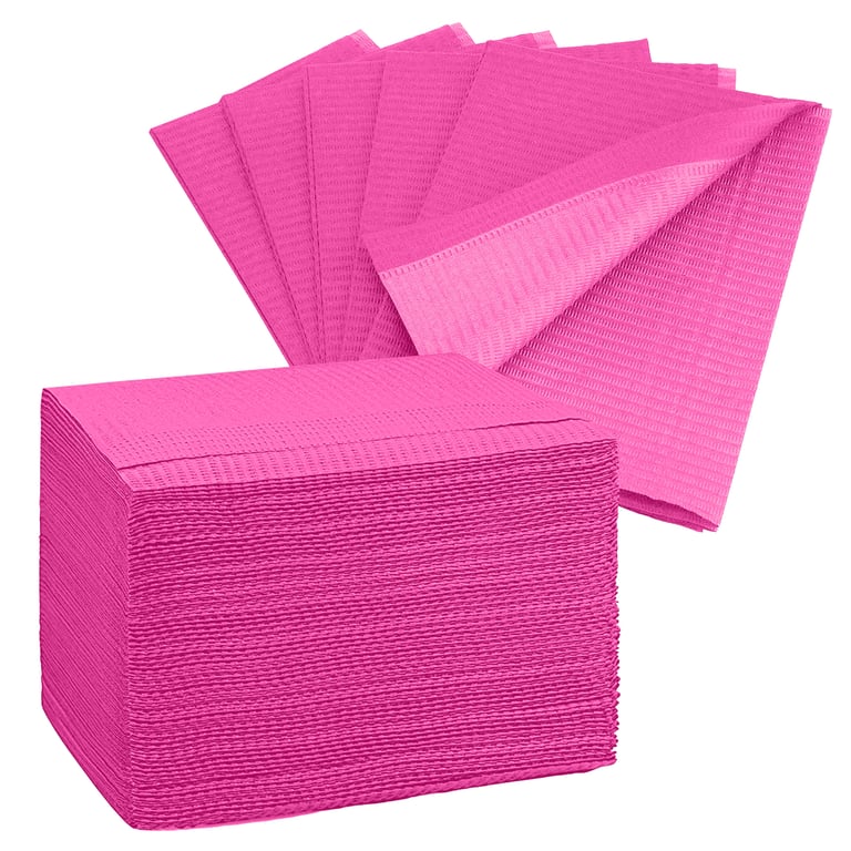 PlastCare USA Paper/Poly Patient Bibs, 3-Ply, 13 x 18", Fuchsia, 500/Case. Establishes a reliable