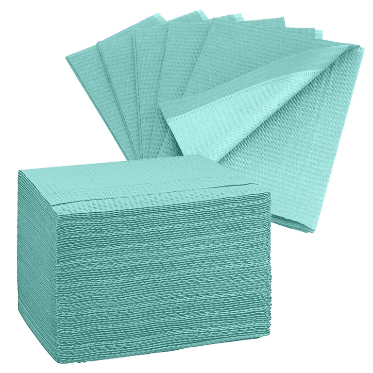 PlastCare USA Paper/Poly Patient Bibs, 3-Ply, 13 x 18", Green, 500/Case. Establishes a reliable