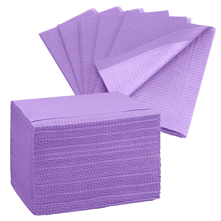 PlastCare USA Paper/Poly Patient Bibs, 3-Ply, 13 x 18", Lavender, 500/Case. Establishes a reliable
