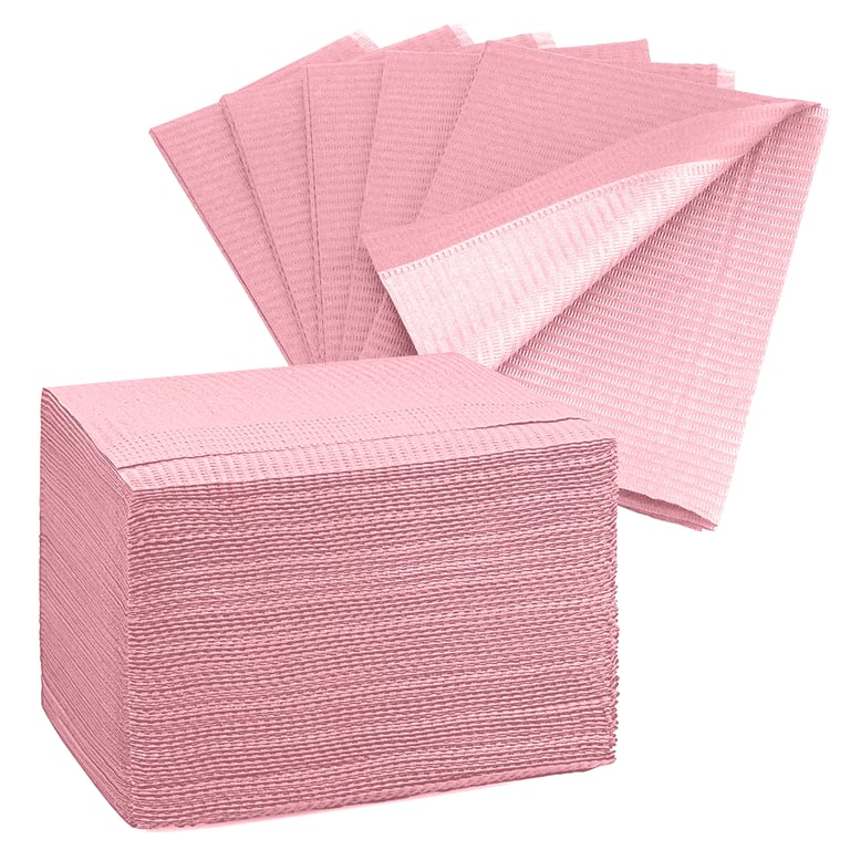 PlastCare USA Paper/Poly Patient Bibs, 3-Ply, 13 x 18", Pink, 500/Case. Establishes a reliable