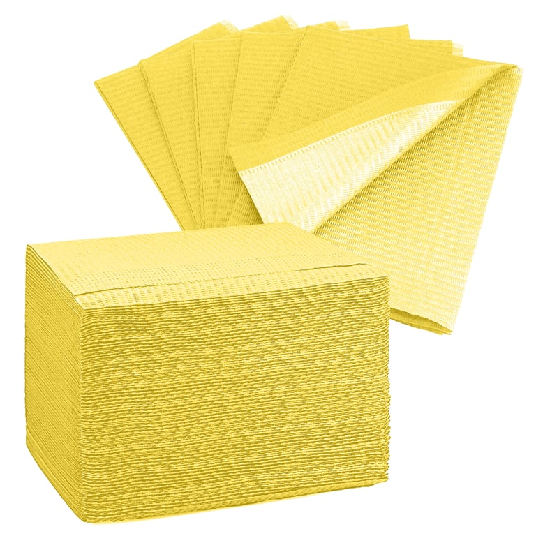 PlastCare USA Paper/Poly Patient Bibs, 3-Ply, 13 x 18", Yellow, 500/Case. Establishes a reliable