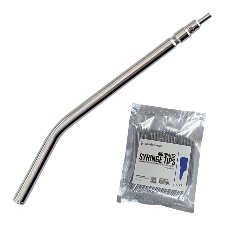 PlastCare USA Autoclavable Metal 3-Way Air/Water Syringe Tips, Stainless Steel, 50/Pk. Designed