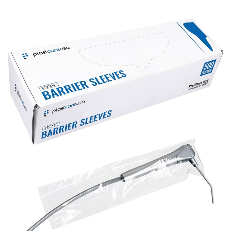 PlastCare USA Air/Water Syringe Sleeves, 2.5" x 10", Box of 500. Constructed from clear, durable