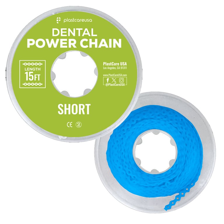 PlastCare USA 15ft Elastic Power Chain Roll, Short, Blue, 1/Pk. Engineered to maintain consistent