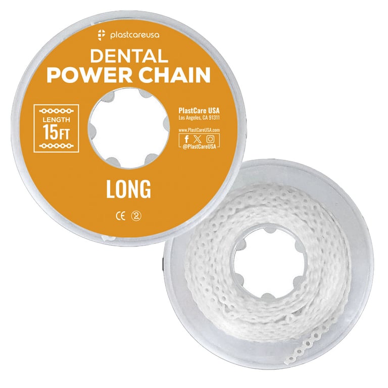 PlastCare USA 15ft Elastic Power Chain Roll, Long, Clear, 1/Pk. Orthodontic power chain blending