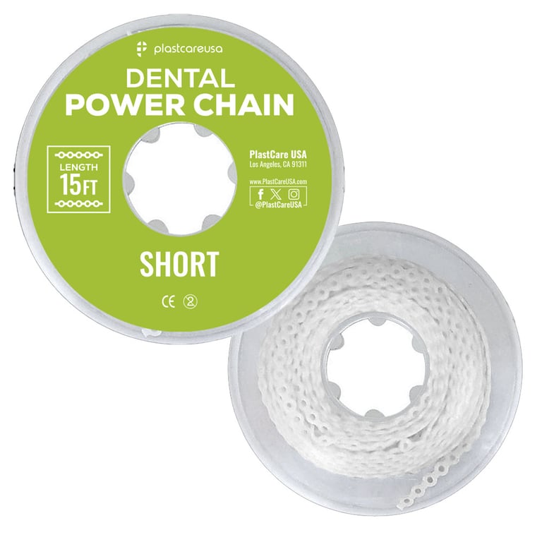 PlastCare USA 15ft Elastic Power Chain Roll, Short, Clear, 1/Pk. Orthodontic power chain offering