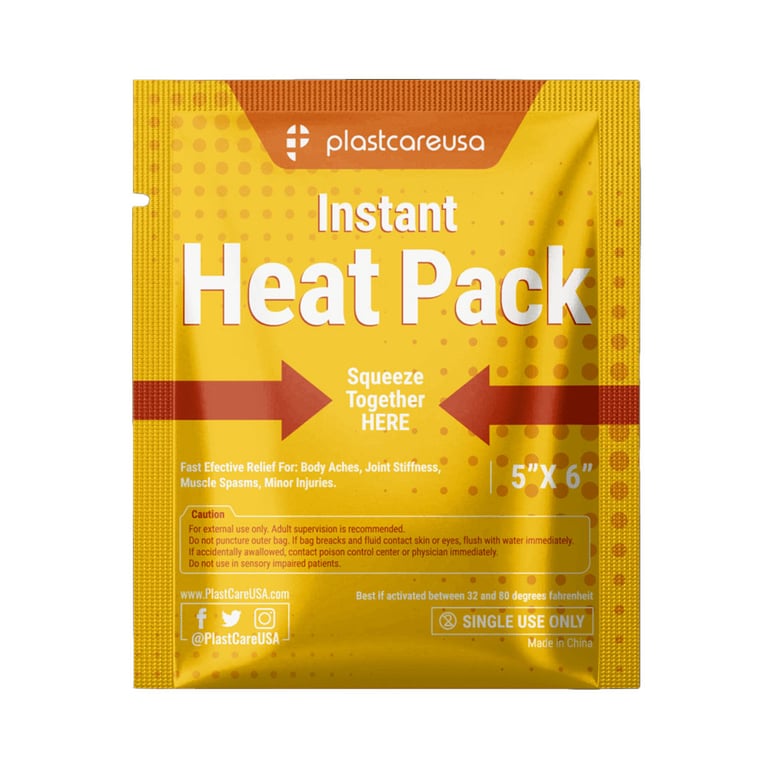 PlastCare USA Disposable 5" x 6" Instant Heat Packs, 25/Box. Offers quick and convenient pain
