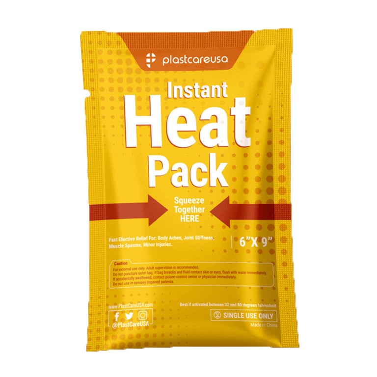 PlastCare USA Disposable 6" x 9" Instant Heat Packs, 25/Box. Offers quick and convenient pain
