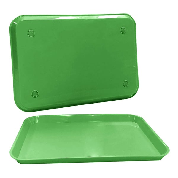 plastcareusa Set-Up Trays, Flat Size B (Ritter) GREEN 20/Pk. Autoclavable dental instrument trays