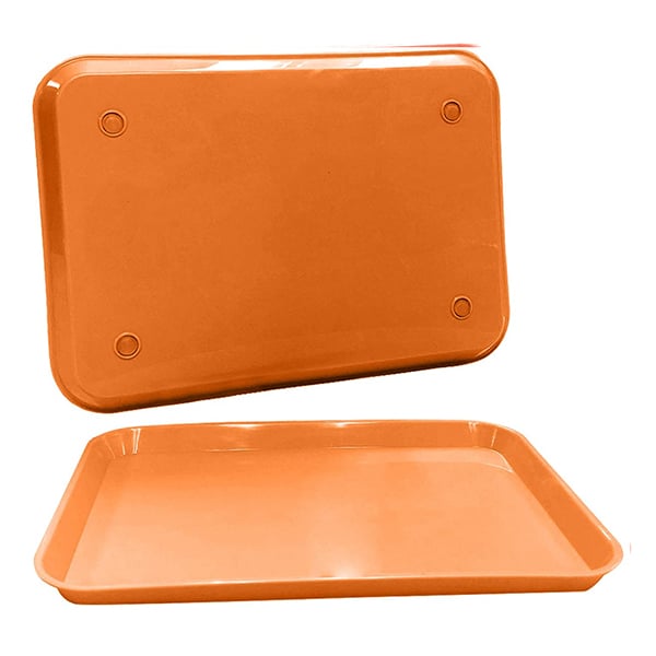 plastcareusa Set-Up Trays, Flat Size B (Ritter) ORANGE 20/Pk. Autoclavable dental instrument trays