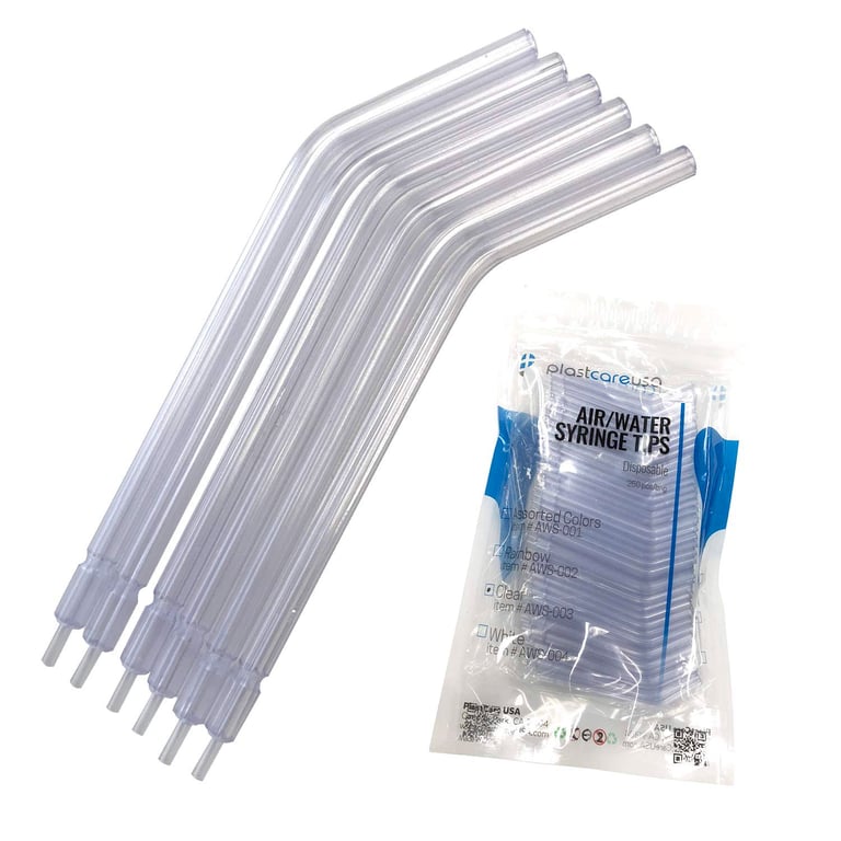 PlastCare USA Air-Water Syringe Tips, Disposable, Clear, 250/Pk. These syringes act like a water