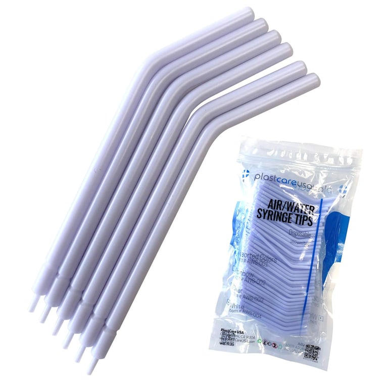 PlastCare USA Air-Water Syringe Tips, Disposable, White, 250/Pk. These syringes act like a water
