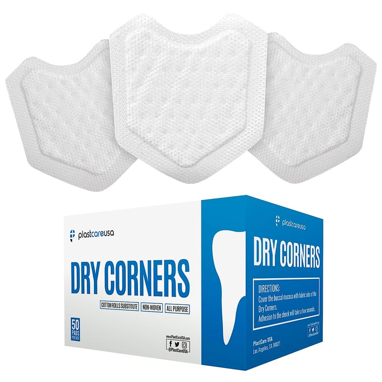 PlastCare USA Dry Corners Disposable Saliva Control & Cheek Protection Pads, Small, 50/Box