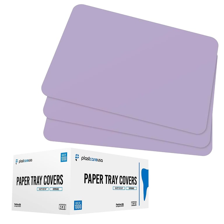 PlastCare USA Disposable Tray Paper Liners, Size B, Purple, 1000/Case. Designed to fit securely