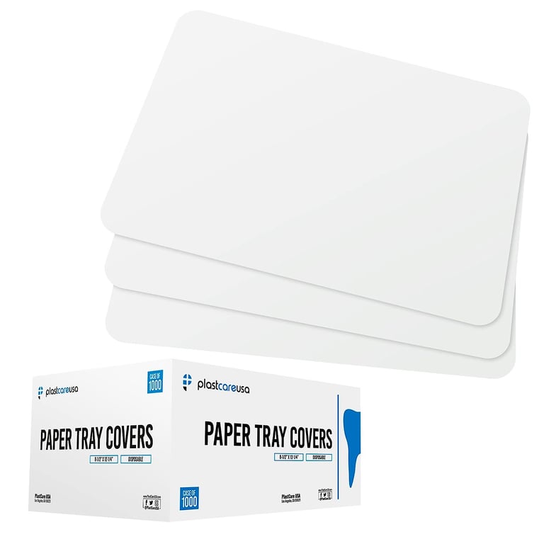 PlastCare USA Disposable Tray Paper Liners, Size B, White, 1000/Case. Designed to fit securely