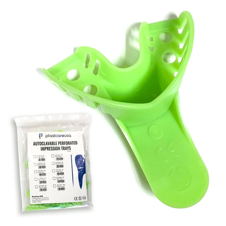 PlastCare USA Autoclavable Impression Trays, #10 Anterior Lower, Green, 12/Bag. Each impression