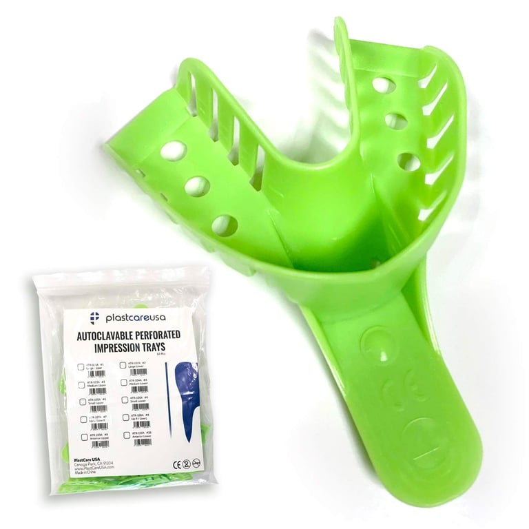 PlastCare USA Autoclavable Impression Trays, #4 Medium Lower, Green, 12/Bag. Each impression tray
