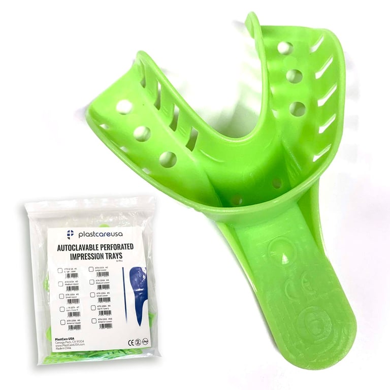PlastCare USA Autoclavable Impression Trays, #6 Small Lower, Green, 12/Bag. Each impression tray