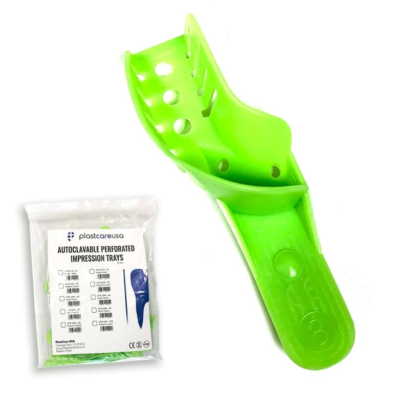 PlastCare USA Autoclavable Impression Trays, #8 Upper Right Lower Left , Green, 12/Bag. Each