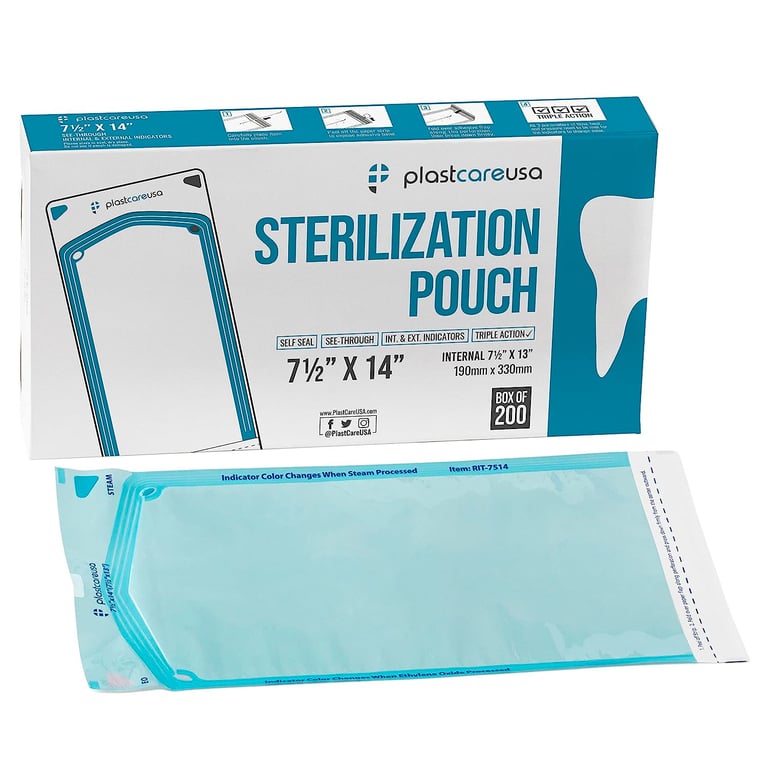 plastcareusa Self Seal Sterilization Pouch, 7.5" x 13", 200/Box Net32