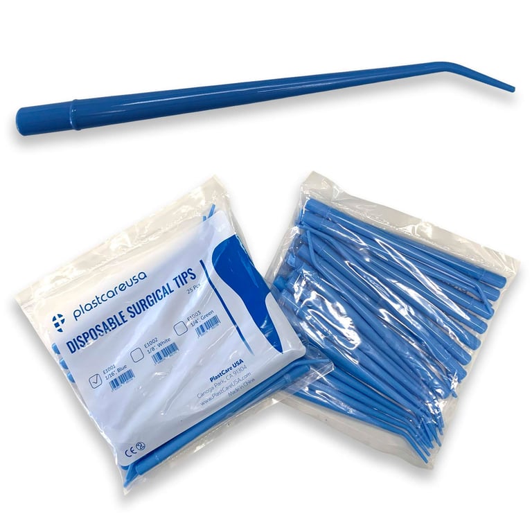 PlastCare USA Surgical Aspirator Tips, Small 1/16", Blue, 25/Bag. Surgical aspirator tips are