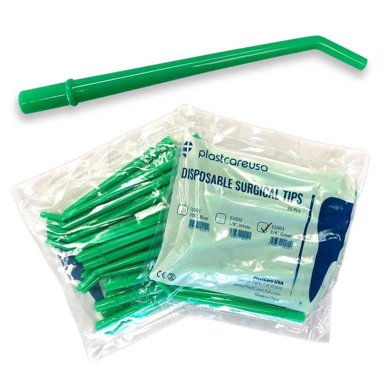 PlastCare USA Surgical Aspirator Tips, Large 1/4", Green, 25/Bag. Surgical aspirator tips are