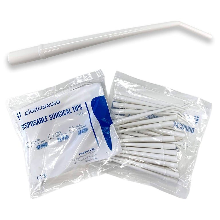 PlastCare USA Surgical Aspirator Tips, Medium 1/8", White, 25/Bag. Surgical aspirator tips are