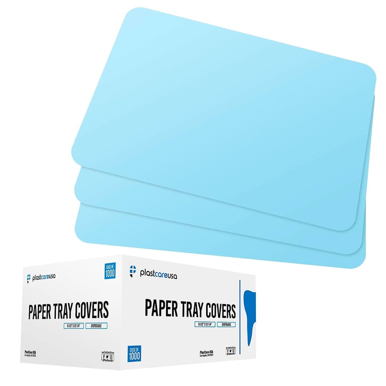 PlastCare USA Disposable Tray Paper Liners, Size B, Blue, 1000/Case. Designed to fit securely