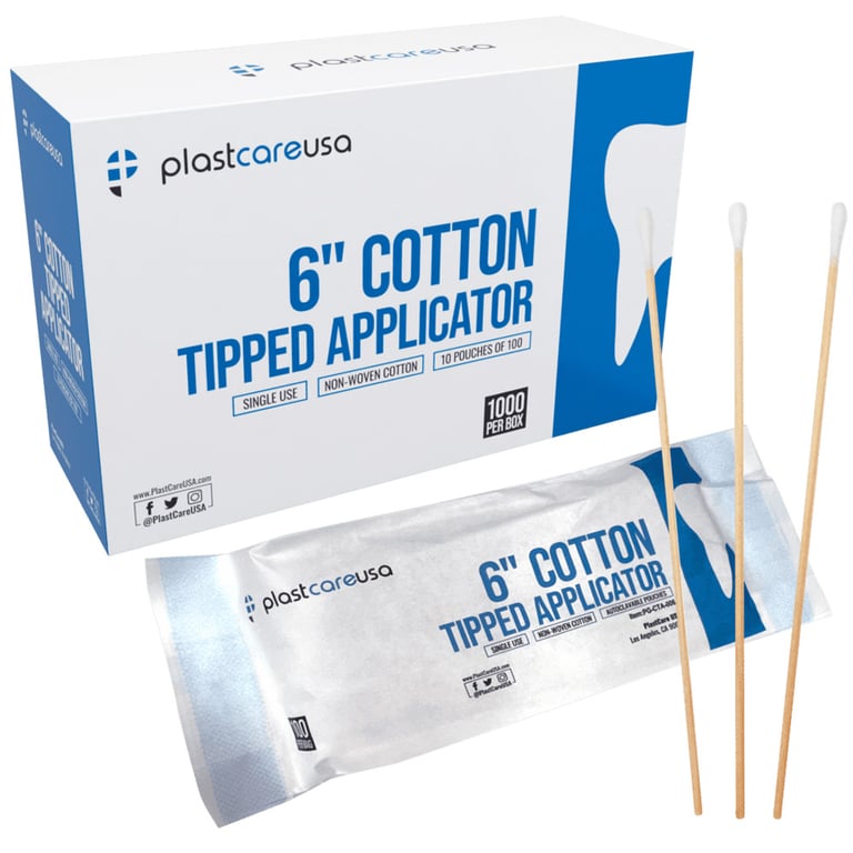 PlastCare USA Extra-Long 6" Cotton Tip Applicator