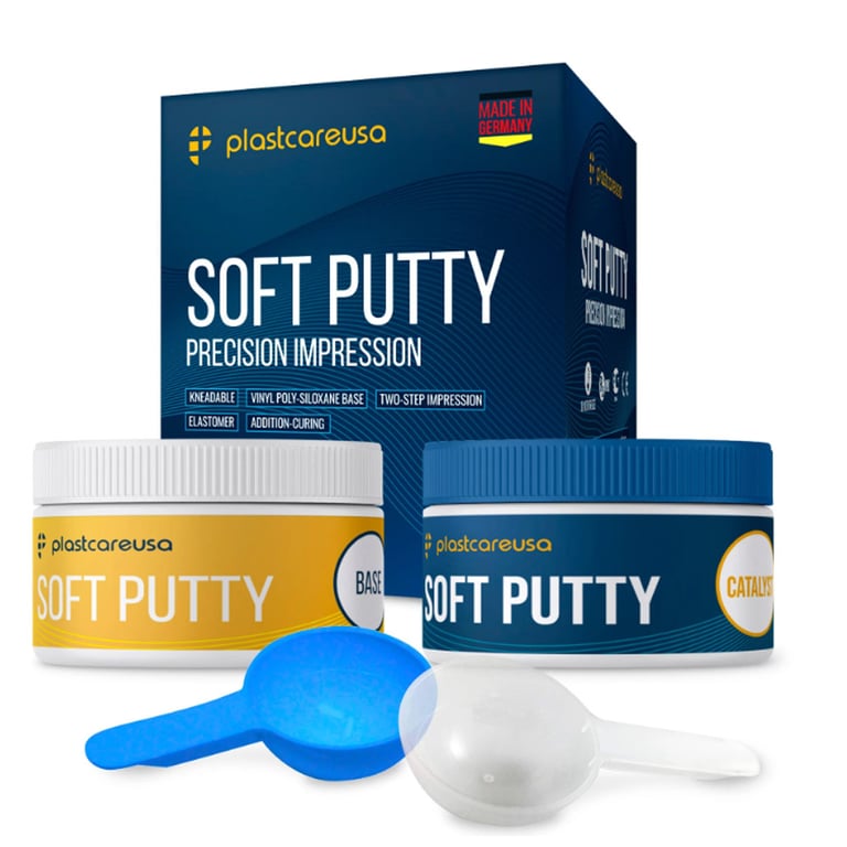 PlastCare USA Dental Soft Putty, Fast Set, 290 ml Base & Catalyst. German-made, two-part silicone