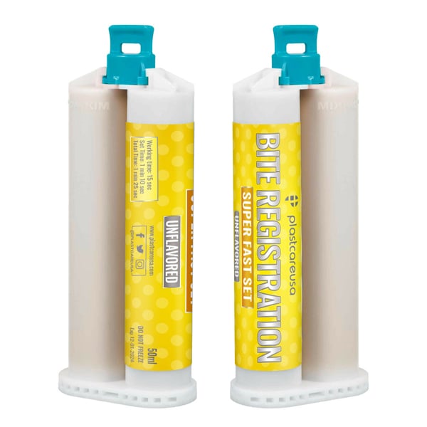 PlastCare USA Super Fast Set Bite Registration Material, Unflavored, 2 - 50ml Cartridges. Provides
