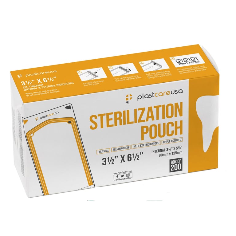 PlastCare USA Self Seal Sterilization Pouch, 3.5"