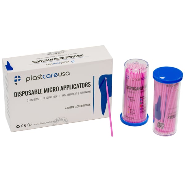 plastcareusa Fine Tip Micro Applicator Brushes Pink, 4 x 100/Tube (400 Applicators Total). Each