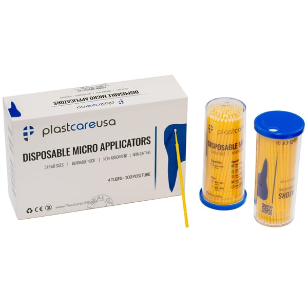 plastcareusa Fine Tip Micro Applicator Brushes Yellow, 4 x 100/Tube (400 Applicators Total). Each