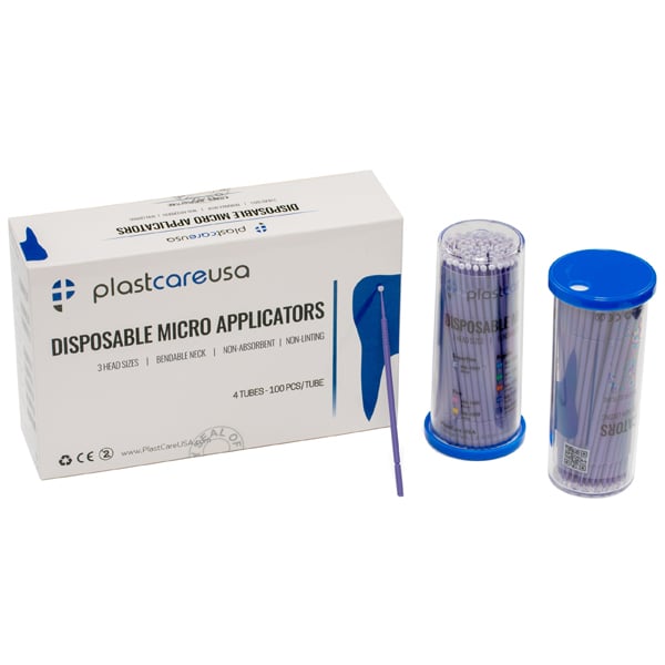 PlastCare USA Regular Tip Micro Applicator Brushes Purple, 4 x 100/Tube (400 Applicators Total)