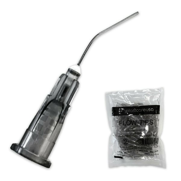 PlastCare USA Pre-Bent Needle Applicator Tips, 27 Gauge, Gray, 100/Pk. Disposable. Designed