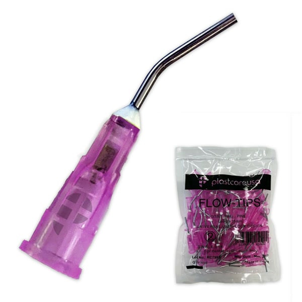 PlastCare USA Pre-Bent Needle Applicator Tips, 18 Gauge, Pink, 100/Pk. Disposable. Designed