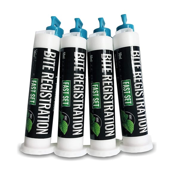 PlastCare USA Bite Registration Material Fast Set, Mint, 4 - 50 ml Cartridges. Working time: 30