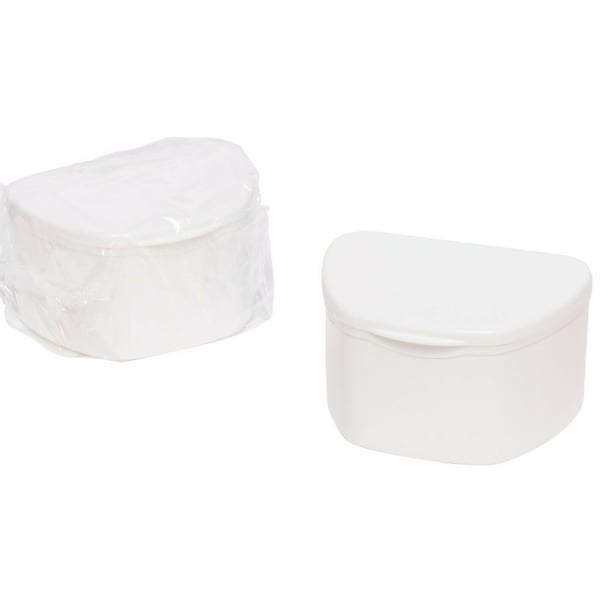 plastcareusa Denture Case, White, 40/Pk. Individually Sealed, 3.7"W x 2.9"L x 2.2"H