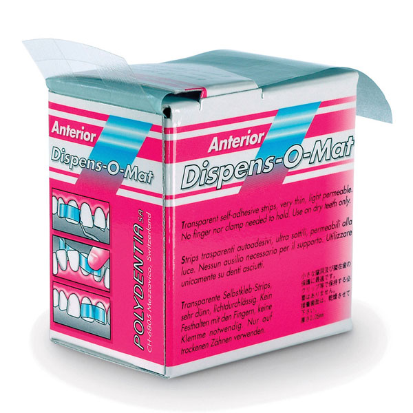 Dispens-O-Mat 8mm Anterior Matrix Strips 100/Dispenser Box. Feature strong self-adhesive ends